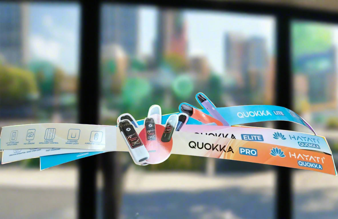 Colorful windows stickers with quokka brand names 
